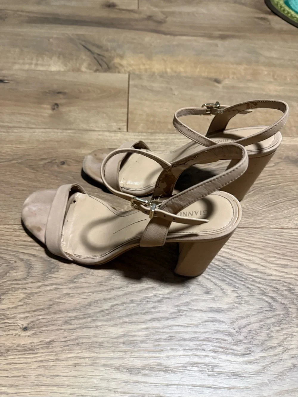 Gianni Bini Blush Beige Open-Toe Slingback Heels